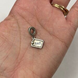 Pandora Sterling Silver 'Teach' ‘With Love’ Chalkboard Charm